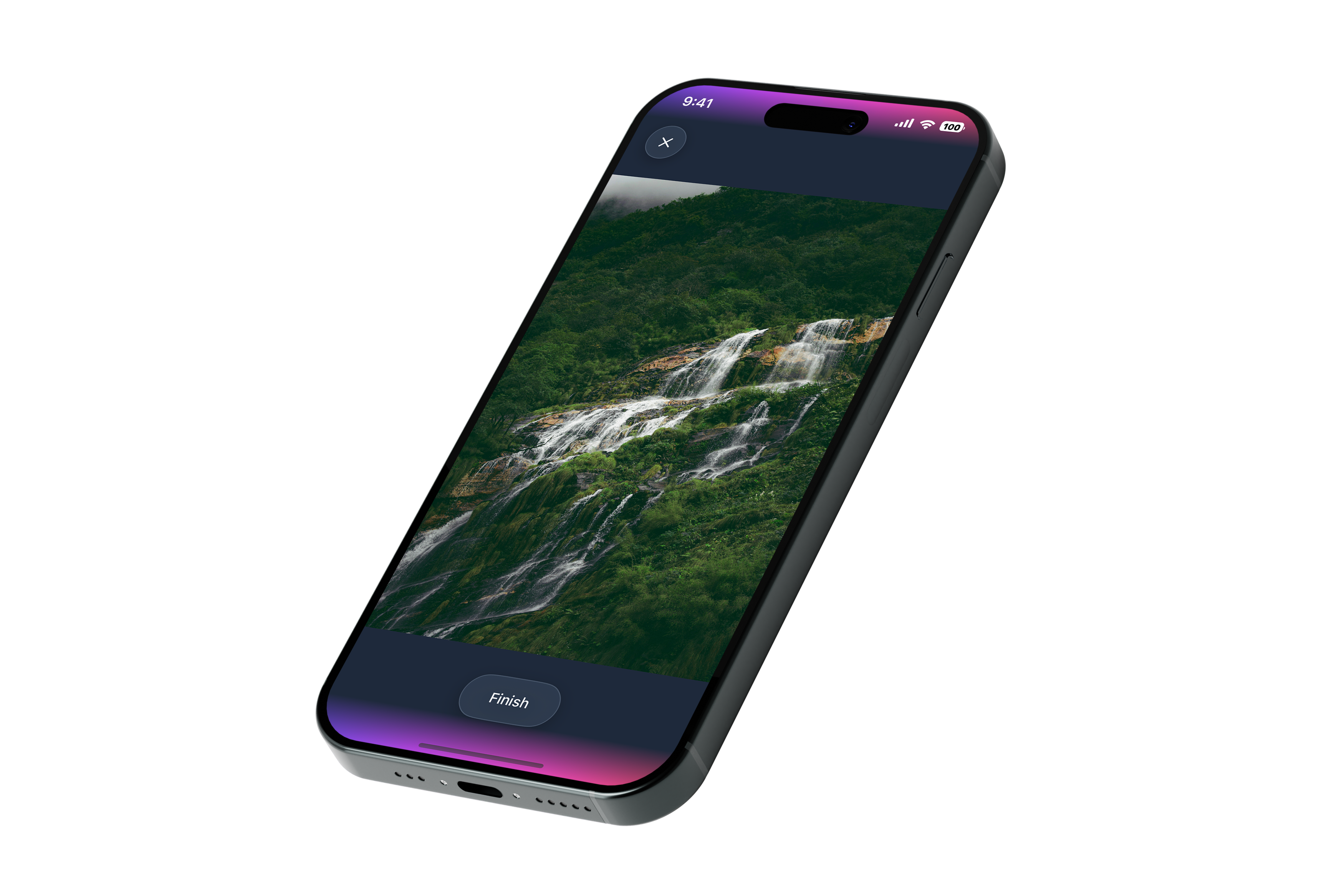 Active session with fullscreen anchor image and breathing rhythm